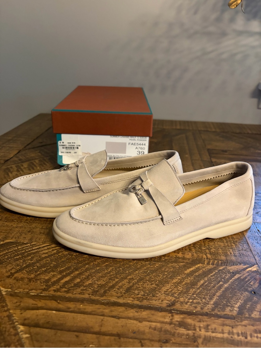 Loro Piana Cream Suede Women's Loafers with Silver Bit
